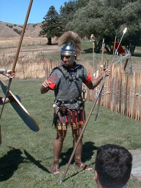 Centurio Marcus explains how the assault by both auxiliary slingers and legionaries hurling the pilum could be devastting.