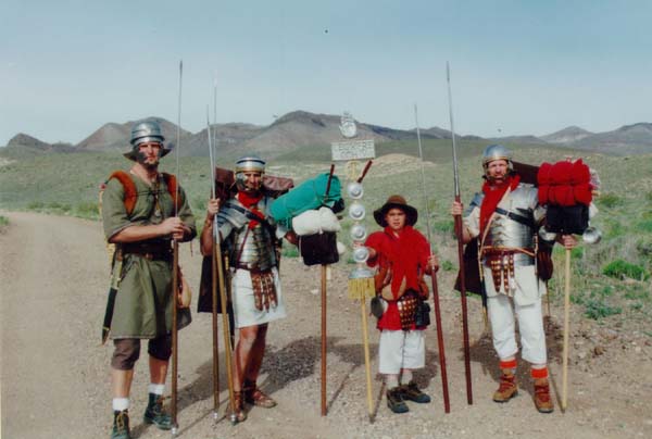 Our contingent is all set to go on this recon march through Titus Canyon.  On duty for this assignment are:  Octavius Lucius (Jim Garvisch), Marcus Lucius, Severius Aedred, and Titus Aedred.